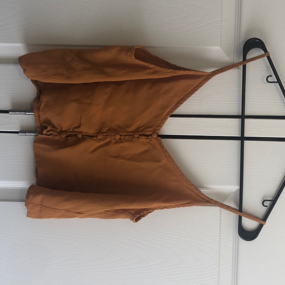 Mustard yellow/ brown crop top